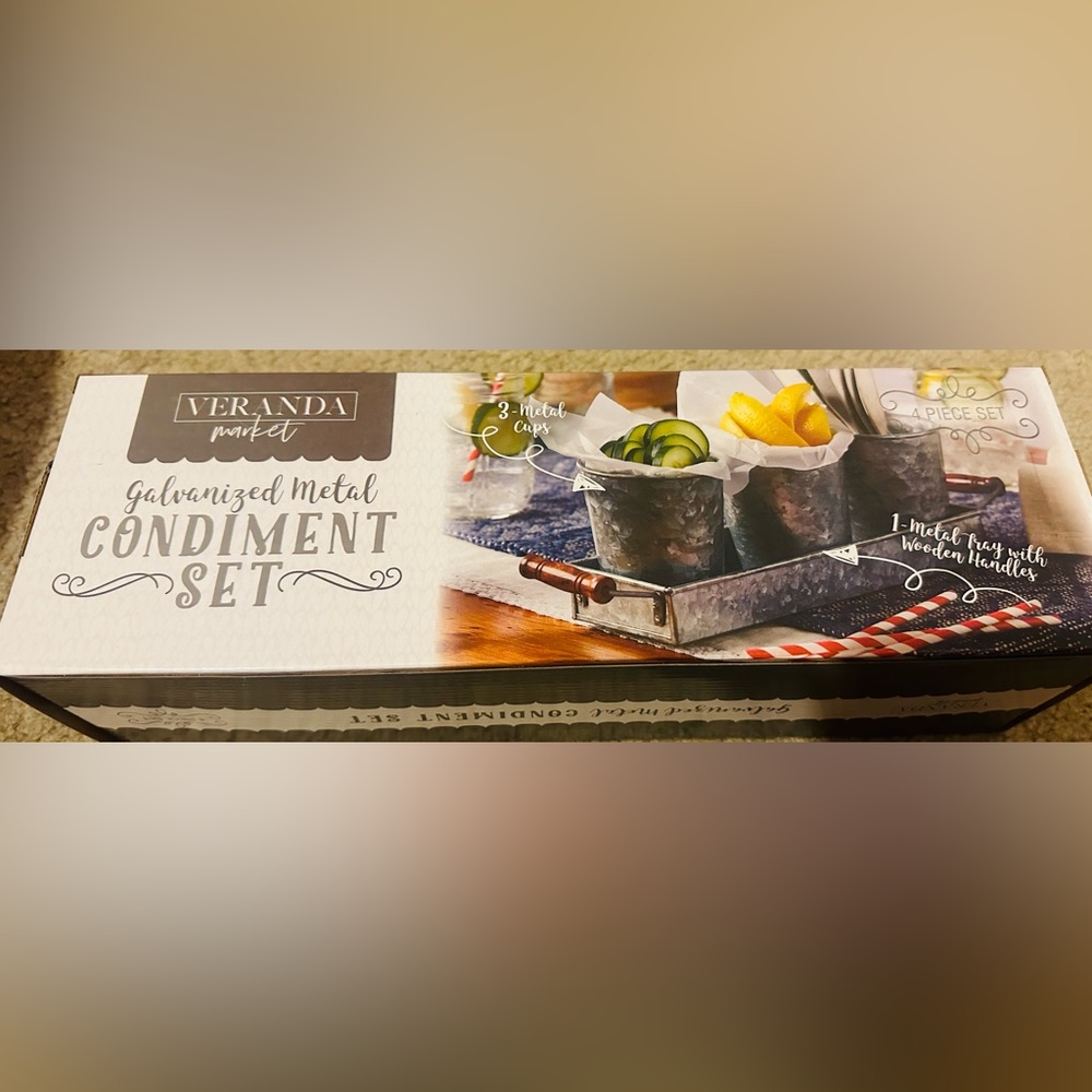 Veranda Galvanized Tin Utensil and/or Farmhouse Condiment Set NWT